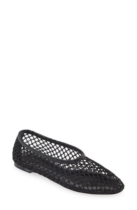 【新品・未使用】STAUD FLUFF BALLET FLAT ALBA FAUX FUR TRIM BALLET FLAT BLACK