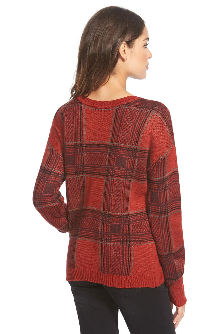 'Peninsula' Plaid Sweater, Alternate, color, MAROON