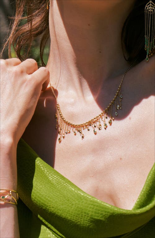 Rc Retro Chic Verdant Whisper Tassels Necklace In Gold