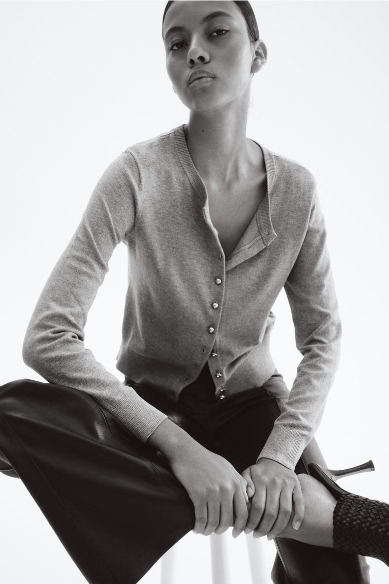 Knitted Cardigan, Alternate, color, Gray melange