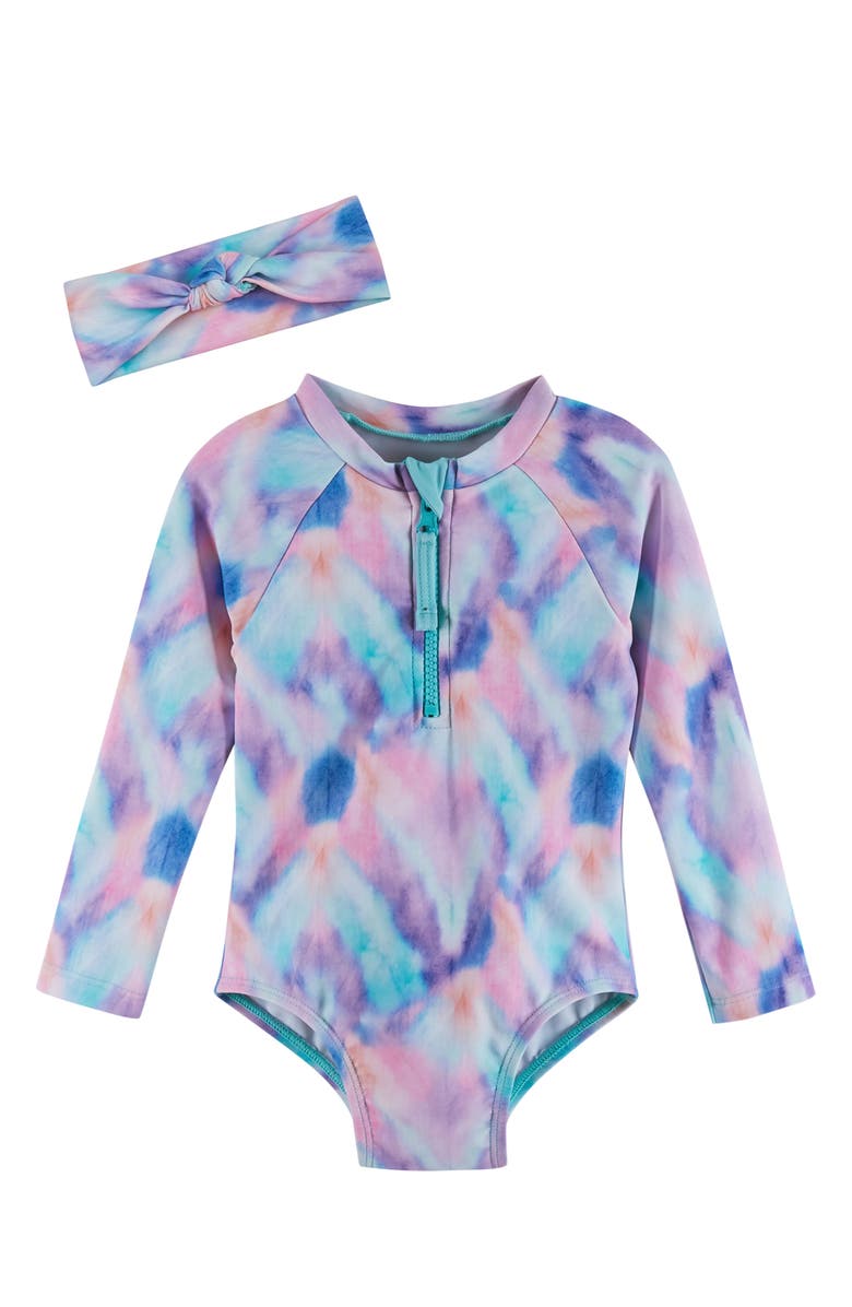 Andy & Evan Long Sleeve One-Piece Rashguard Swimsuit, Main, color, 