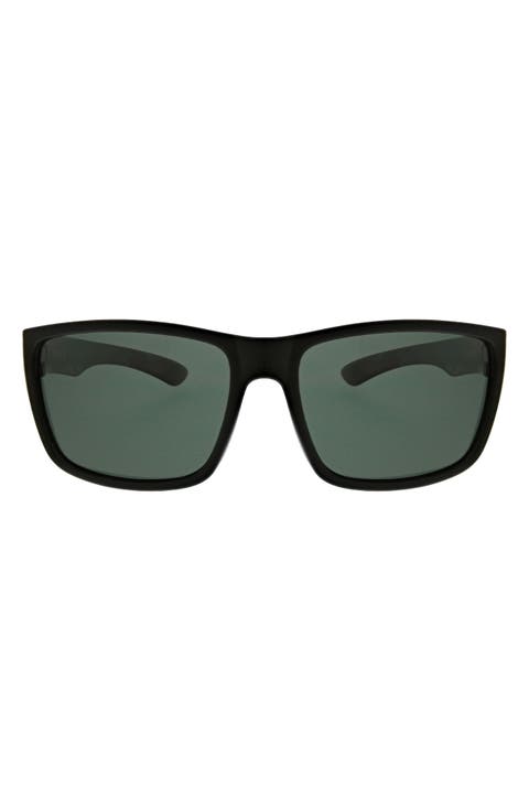 52mm Beveled Polarized Rectangular Wrap Sunglasses
