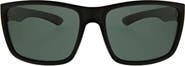 Hurley 52mm Beveled Polarized Rectangular Wrap Sunglasses