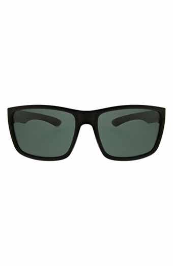 Hurley 52mm Beveled Polarized Rectangular Wrap Sunglasses