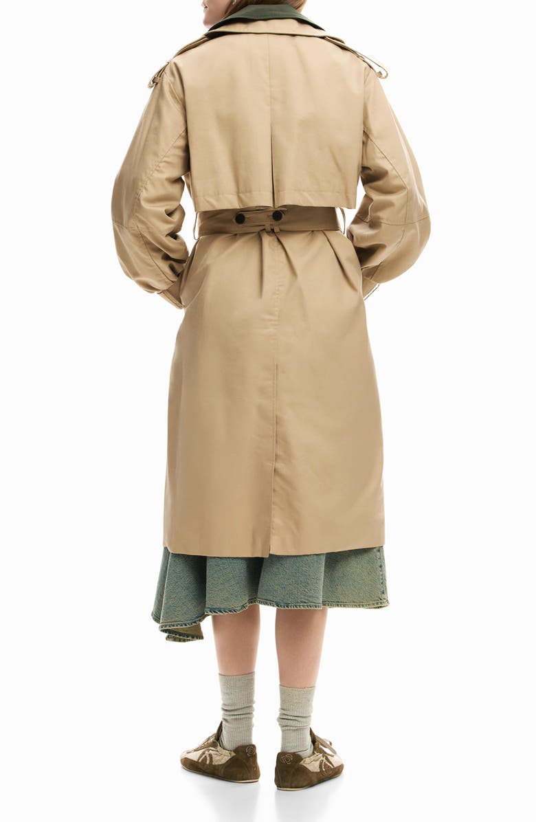 Desigual Layered Trench Coat, Alternate, color, Off White