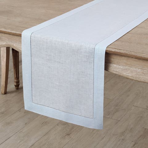 Linen Table Runner for Dining Table, Holiday and Everyday Table Decor - Classic Hemstitch
