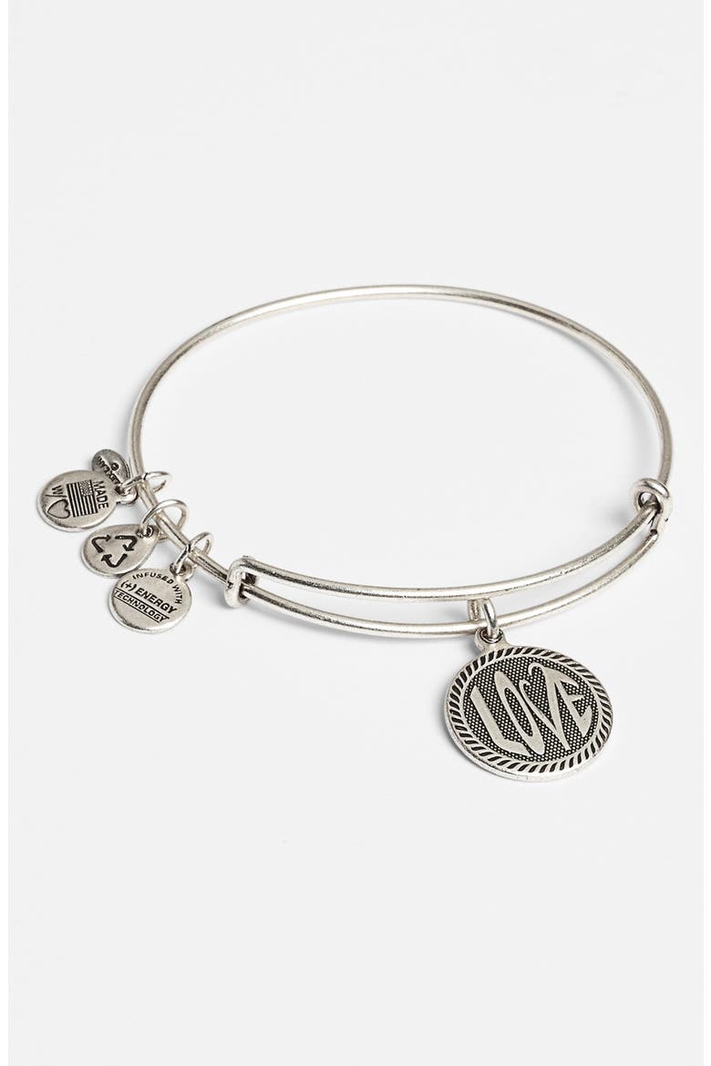 'Open Love' Expandable Wire Bangle, Alternate, color, SILVER