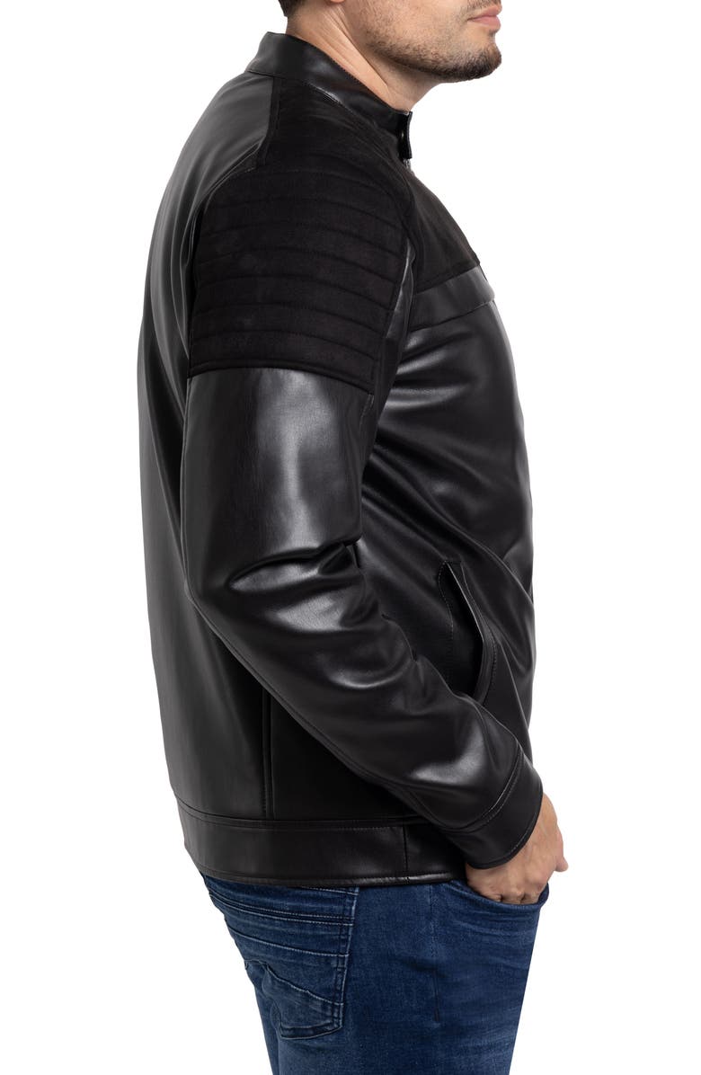 XRAY Faux Leather Jacket with Faux Fur Lining, Alternate, color, Black/ Black