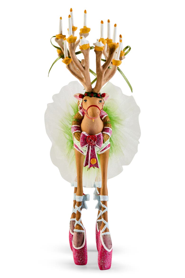 Patience Brewster Dash Away Dancer Reindeer Ornament, Main, color, WHITE