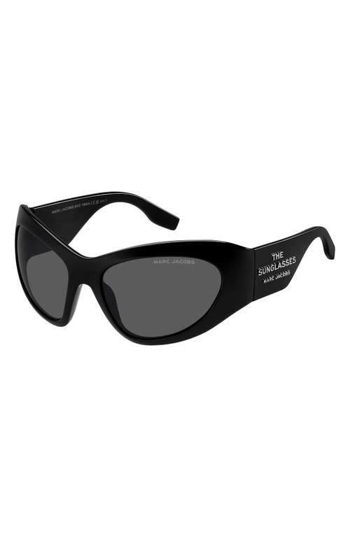 Marc Jacobs Wraparound-frame Sunglasses In Black/grey