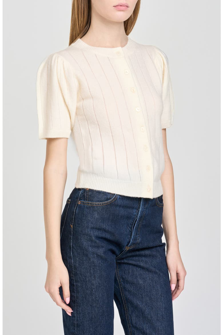 Bridget Puff Sleeve Cardigan, Alternate, color, IVORY