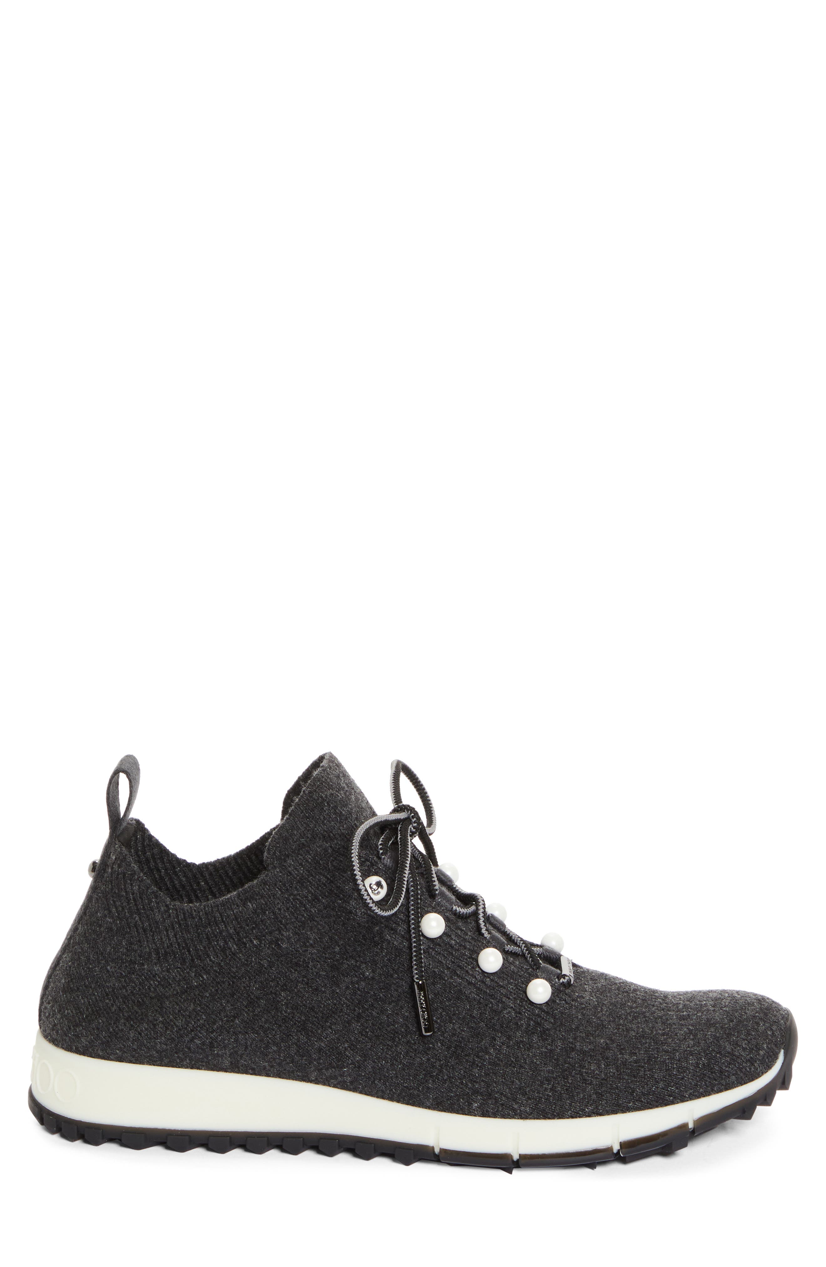 Jimmy Choo Veles Imitation Pearl Knit Sneaker, Alternate, color, Black Mix