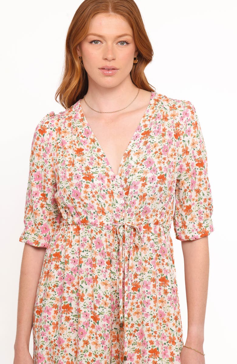 Petal & Pup Kelda Floral Print Wide Leg Jumpsuit, Alternate, color, Beige