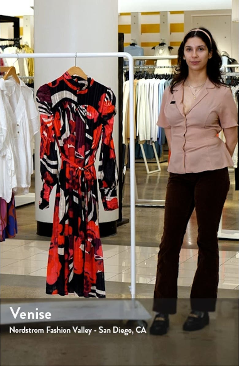 Adele Floral Print Long Sleeve Midi Dress, sales video thumbnail