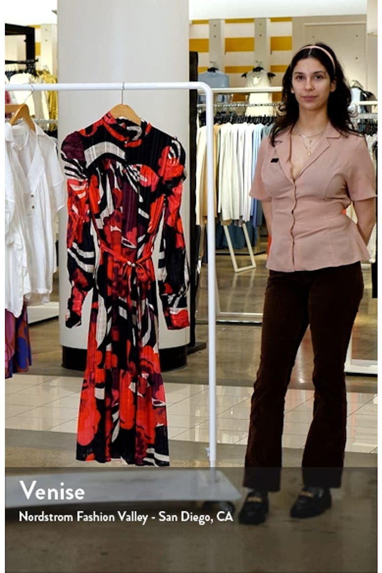 Adele Floral Print Long Sleeve Midi Dress video