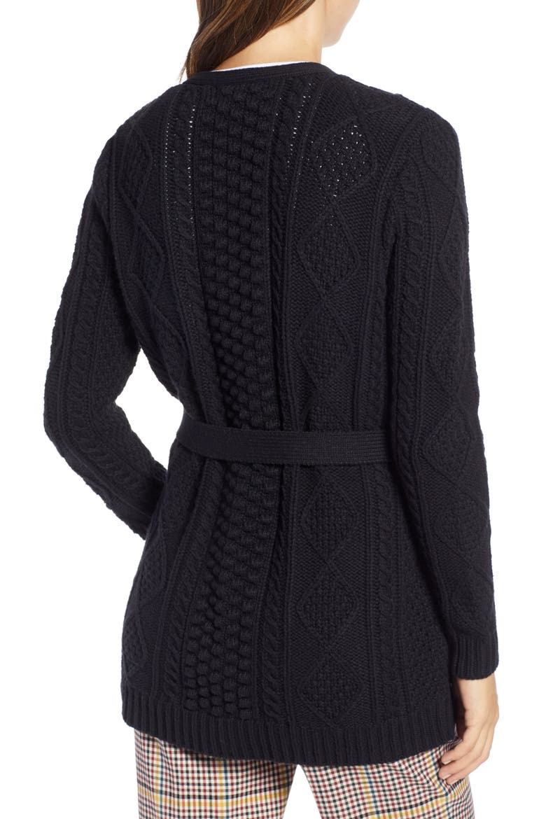 Fisherwoman Cardigan, Alternate, color, BLACK