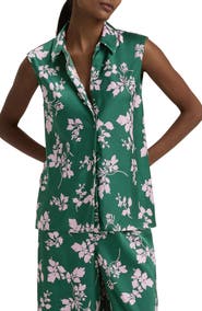 Favorite Daughter Agatha Sleeveless Crepe Satin Button-Up Shirt