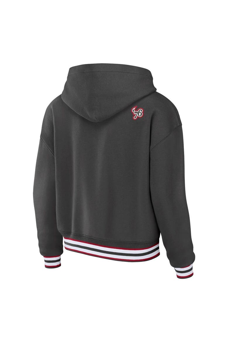 Women's WEAR by Erin Andrews Pewter Tampa Bay Buccaneers Lace-Up Pullover Hoodie, Alternate, color, Pewter