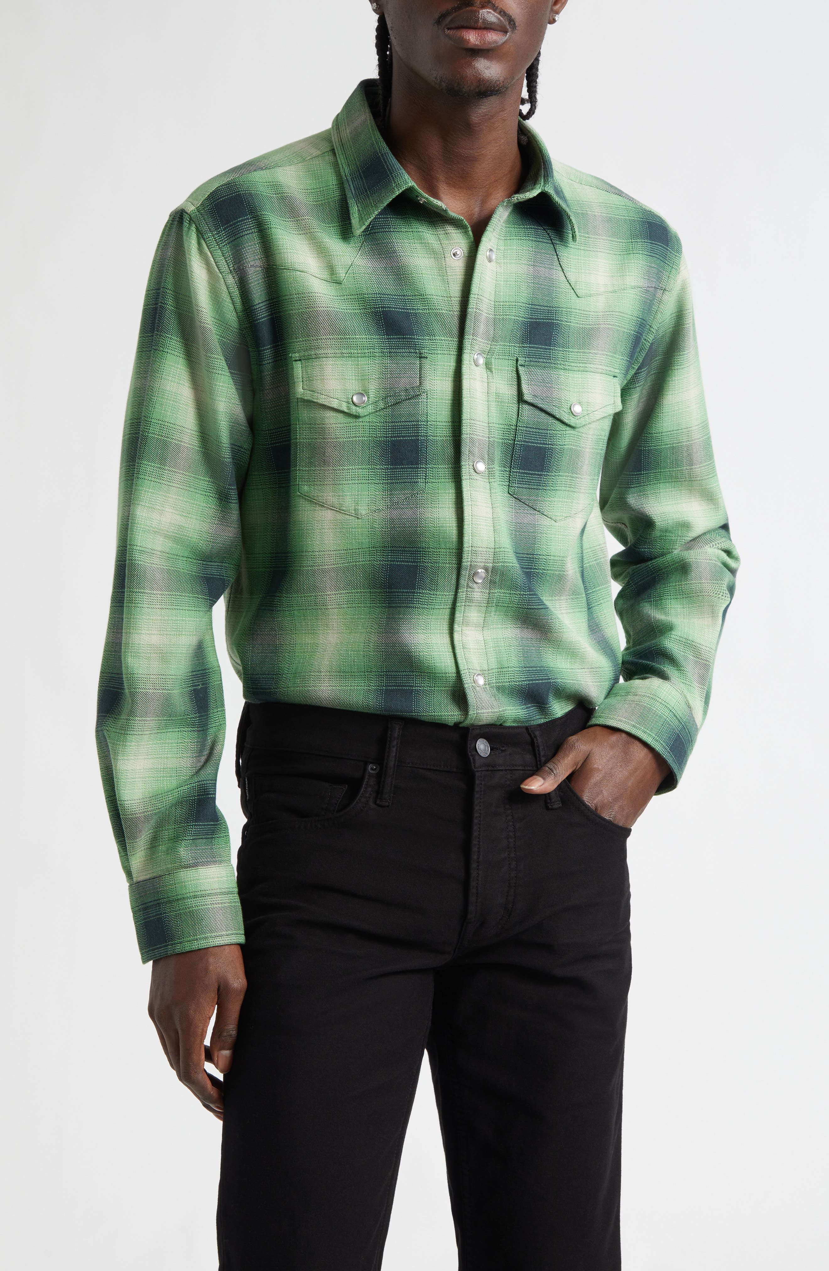Slim Fit Grand Degrade Check Western Shirt