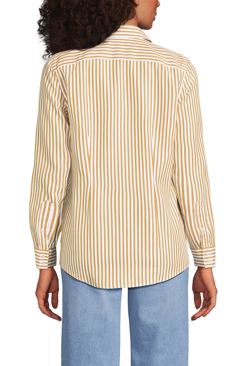 No Iron Supima Cotton Long Sleeve Shirt, Alternate, color, Dijon Gold/White Stripe