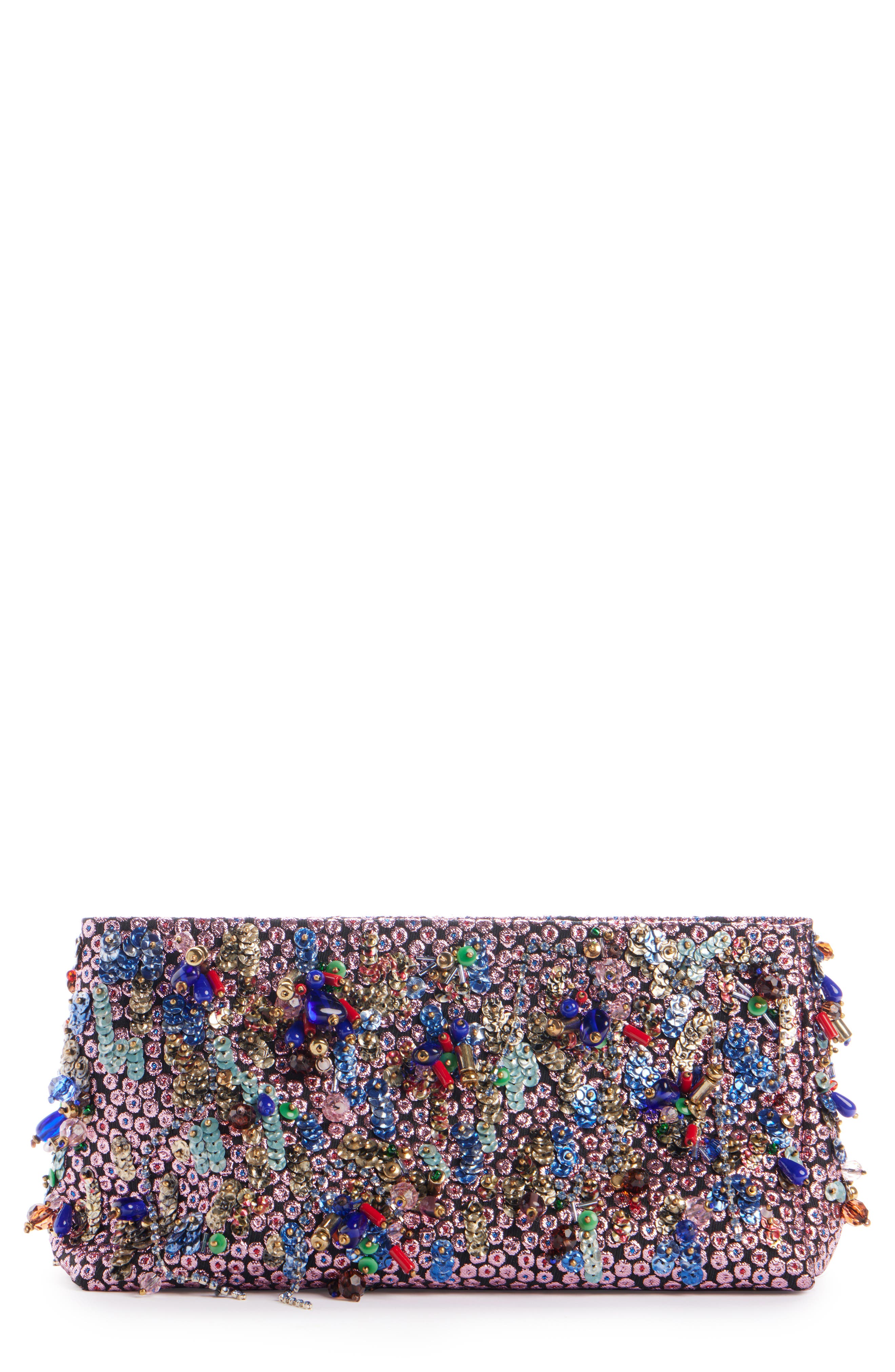 Embellished Clutch, Main, color, PINK 305