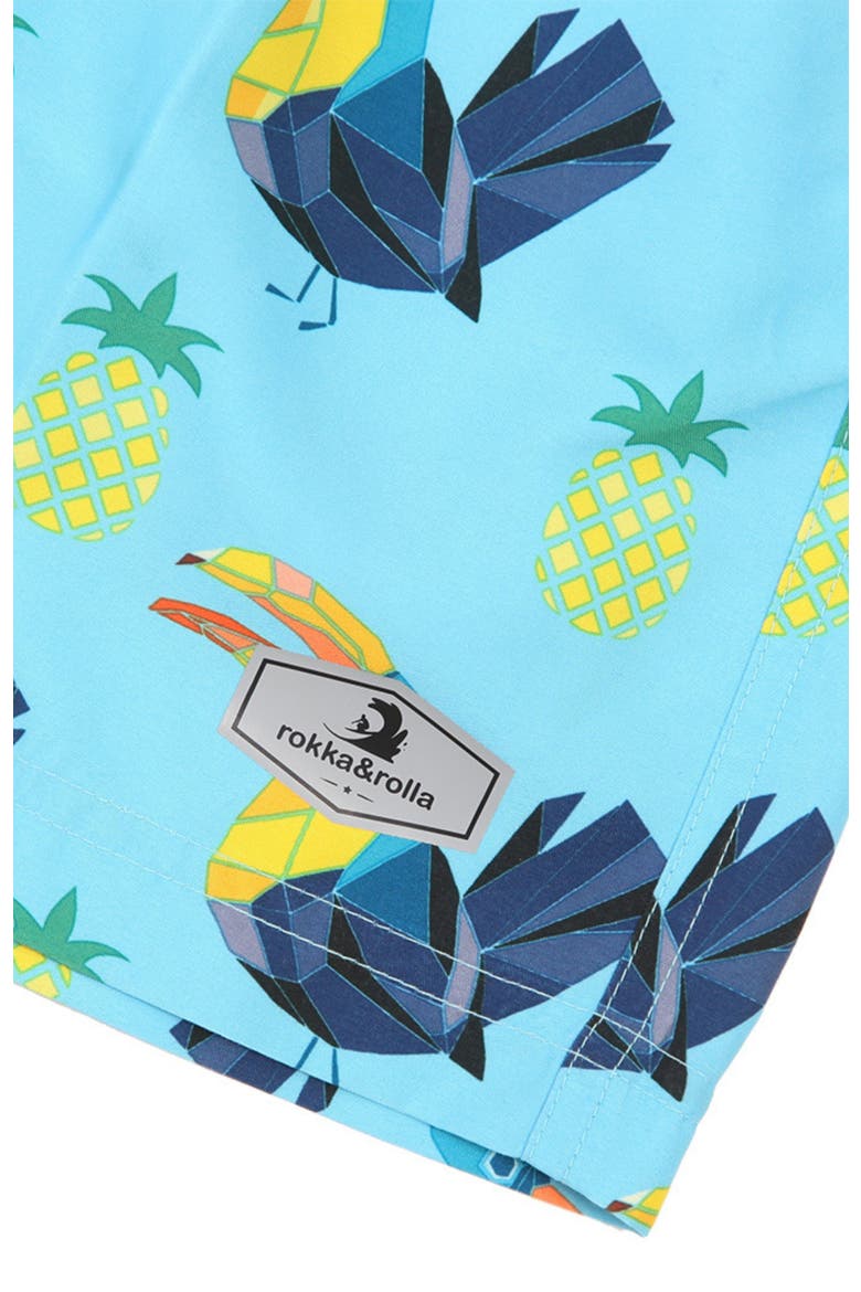 Kid's Swim Trunks with Mesh Lining and UPF 50+, Alternate, color, Geometric bird