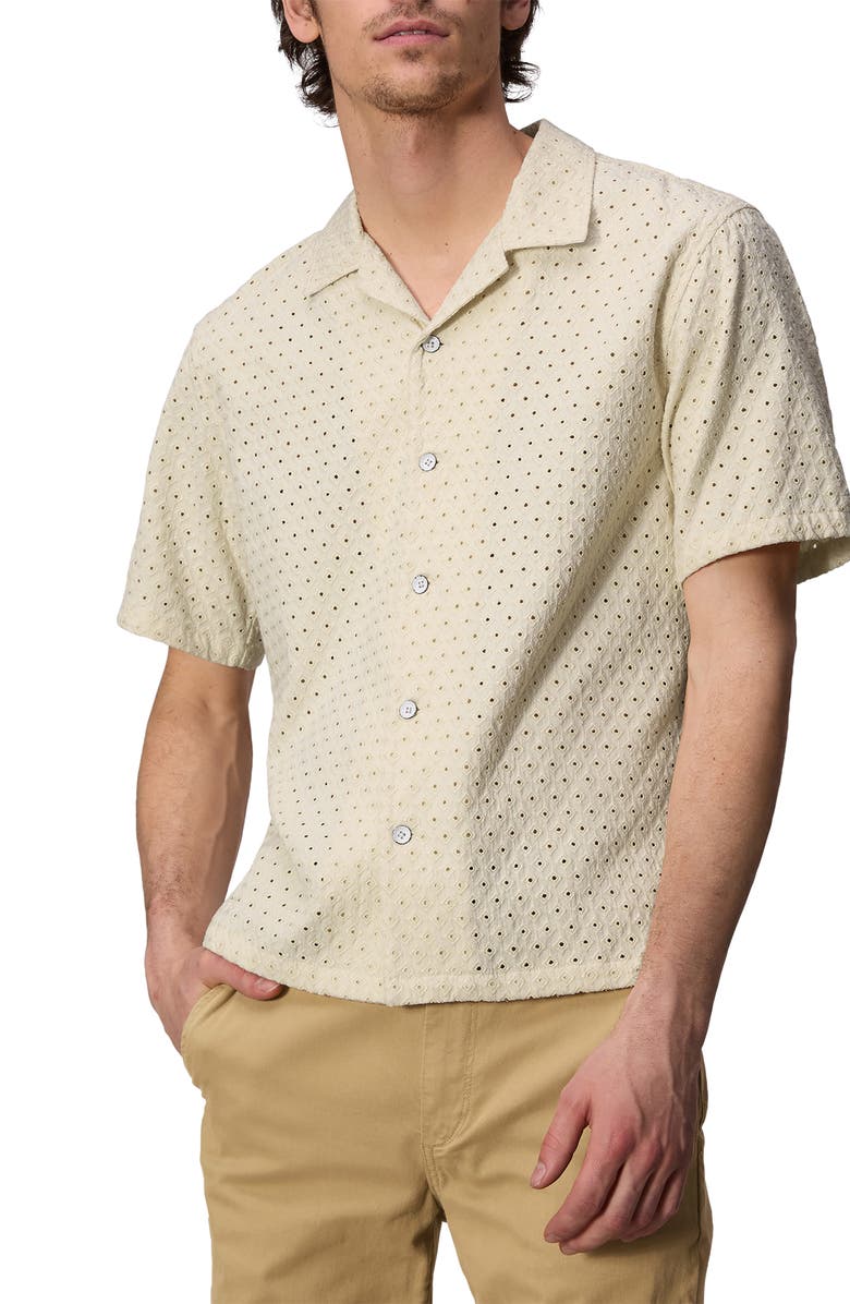 rag & bone Avery Open Weave Camp Shirt, Main, color, Marsh