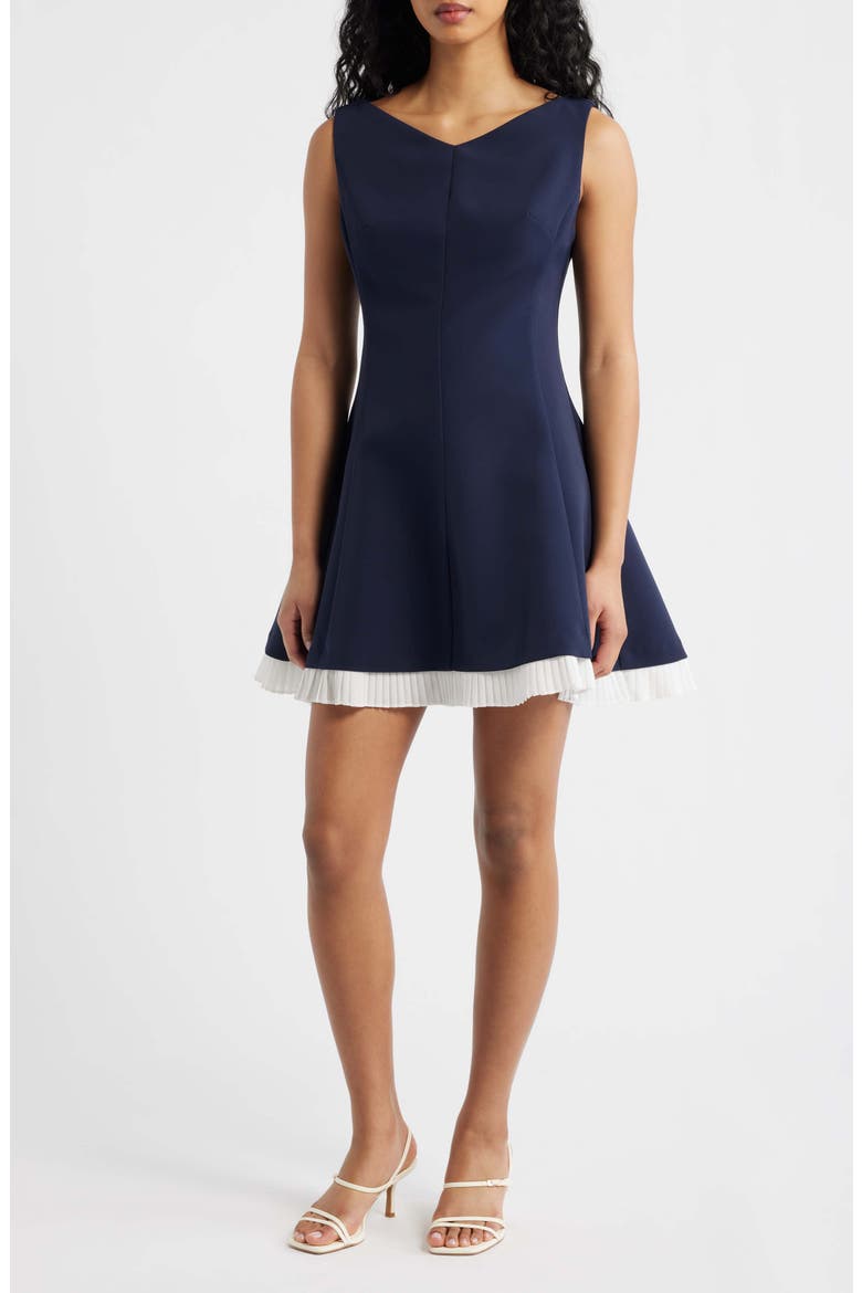 flared hem mini dress Beige Larissa Flared Mini Dress