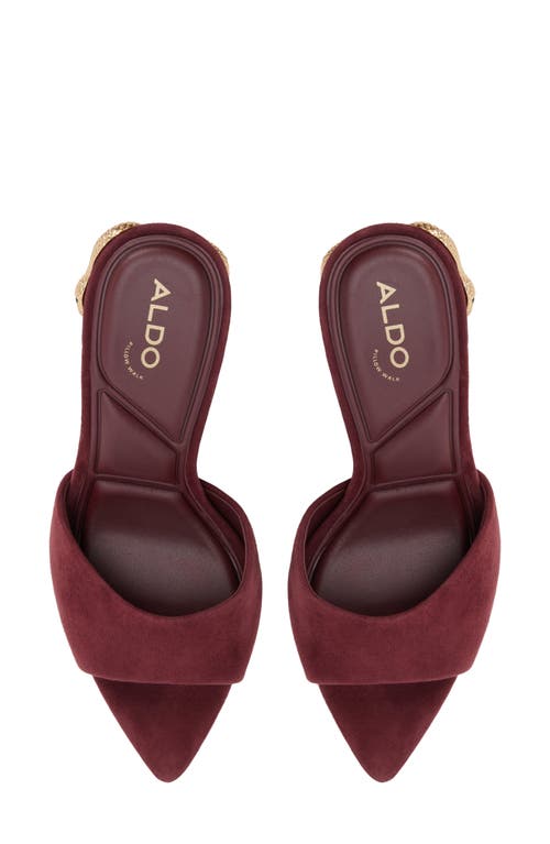 Aldo Seashella Pointed Toe Slide Sandal In Burgundy