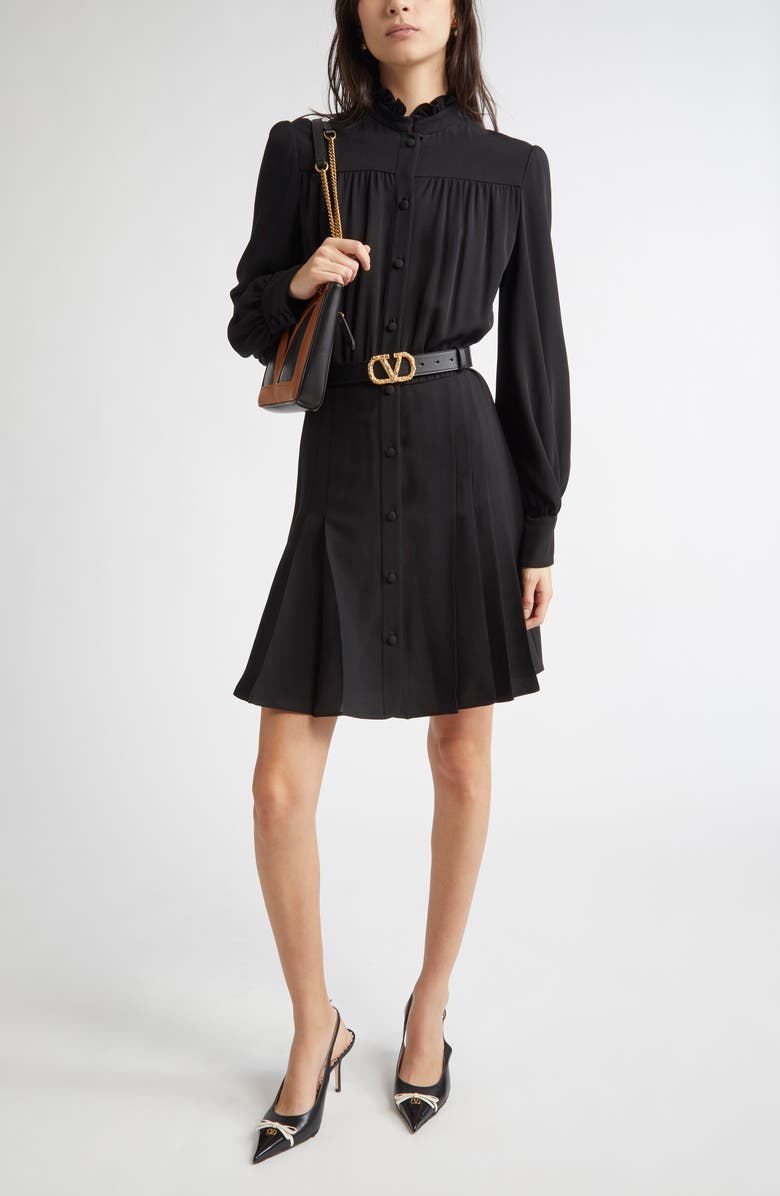 Valentino Garavani Long Sleeve Silk Georgette Shirtdress, Main, color, 