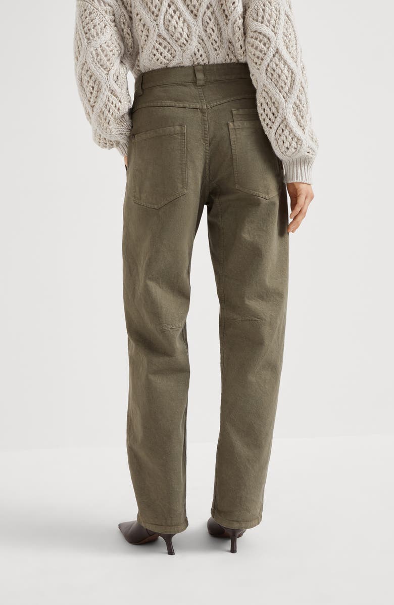 Brunello Cucinelli Dyed sparkling denim soft curved trousers, Alternate, color, 