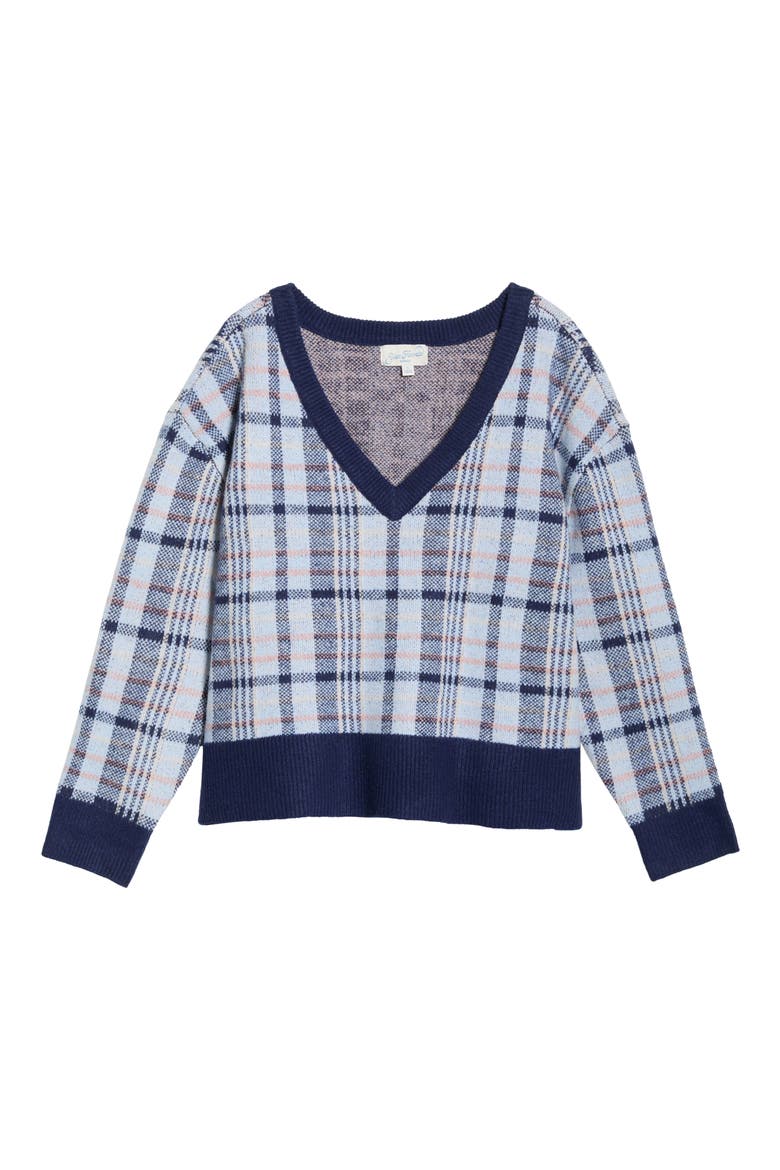 Eliza Plaid Sweater, Alternate, color, BLUE PLAID