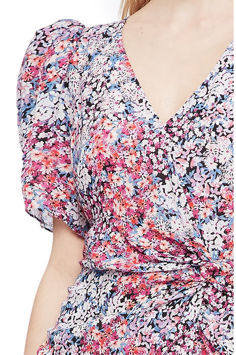 Krislyn Floral Silk Minidress, Alternate, color, DAHLIA DITSY