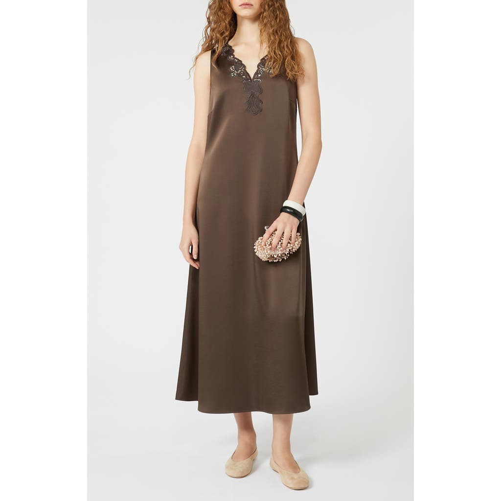 Weekend Max Mara Canossa Sleeveless Satin Dress In Brown