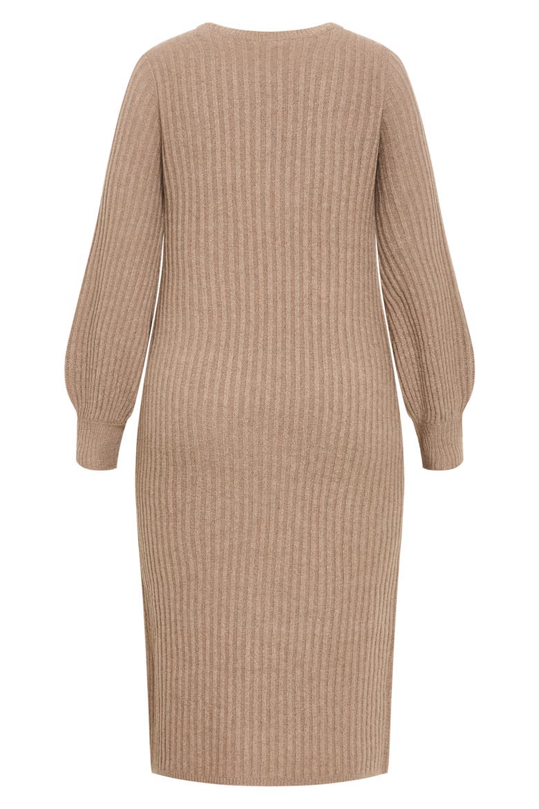 Sarah Long Sleeve Rib Sweater Midi Dress, Alternate, color, MUSHROOM MELANGE