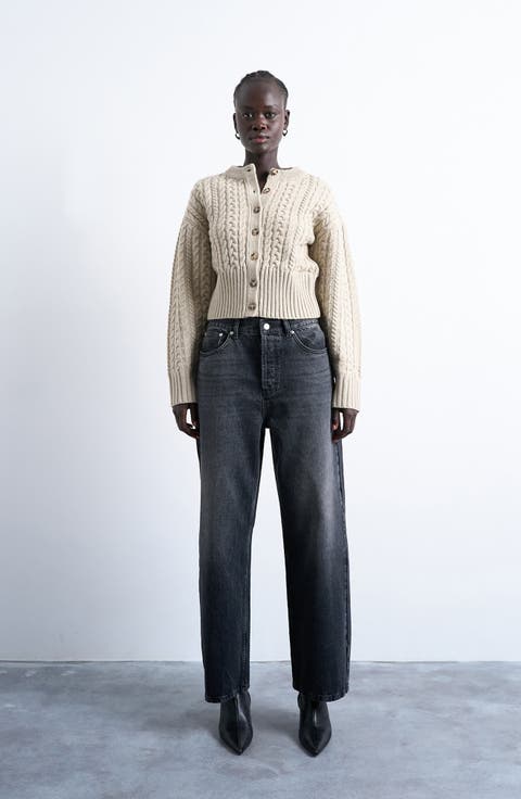 Cable Stitch Fitted Waist Cardigan