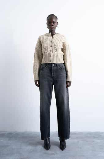 Topshop Cable Stitch Fitted Waist Cardigan