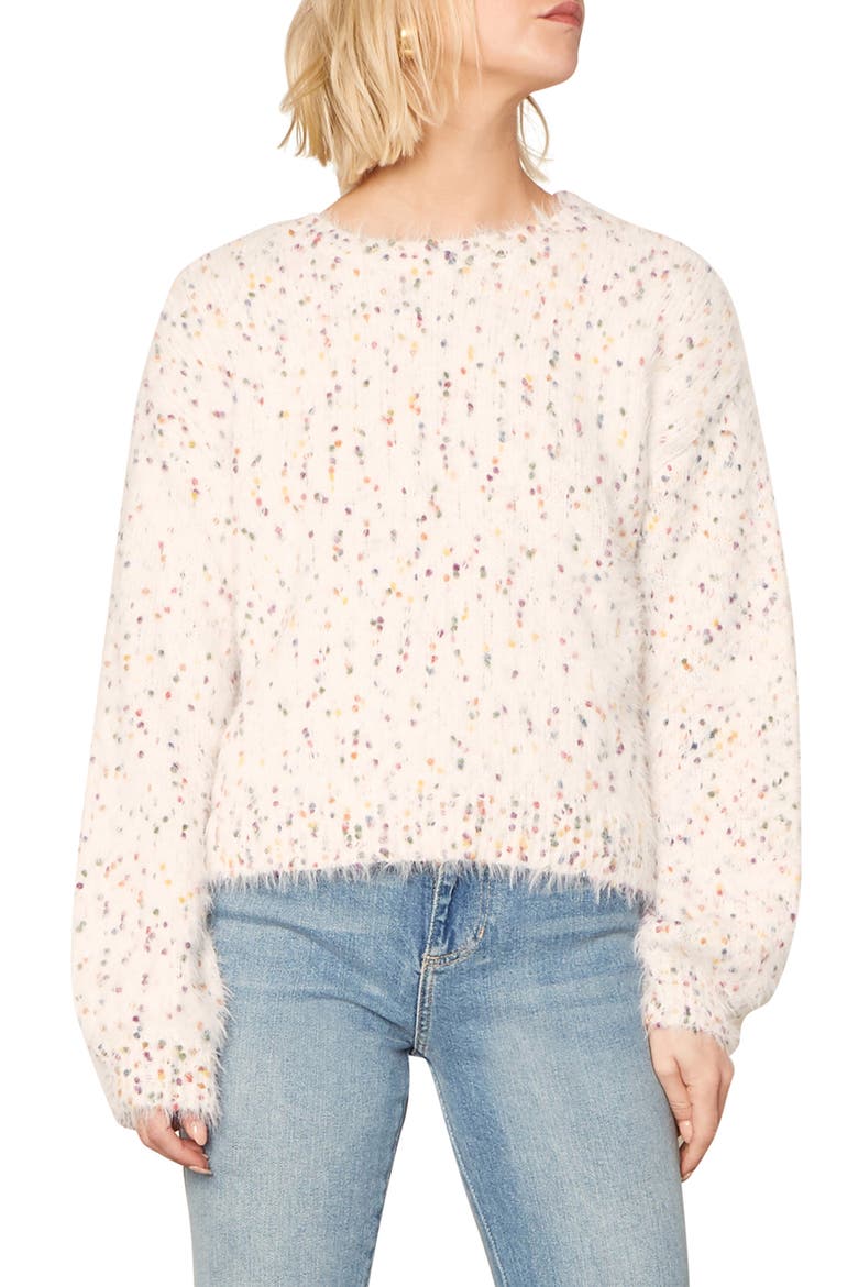 Whitney Confetti Fuzzy Pullover, Main, color, MARSHMALLOW