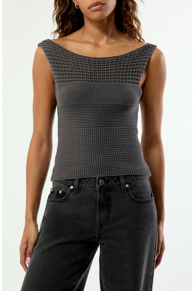 Brielle Open Knit Tank Top, Main, color, GRAY