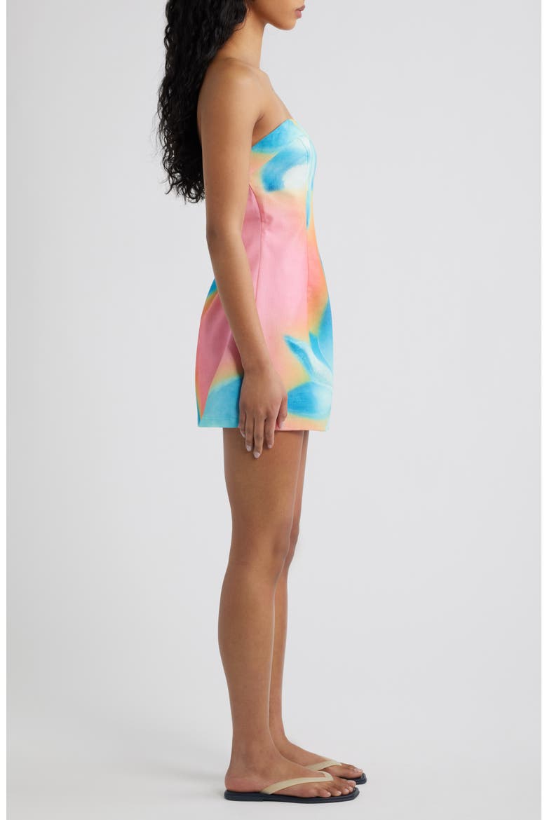 Strapless Floral Minidress, Alternate, color, AFTERGLOW