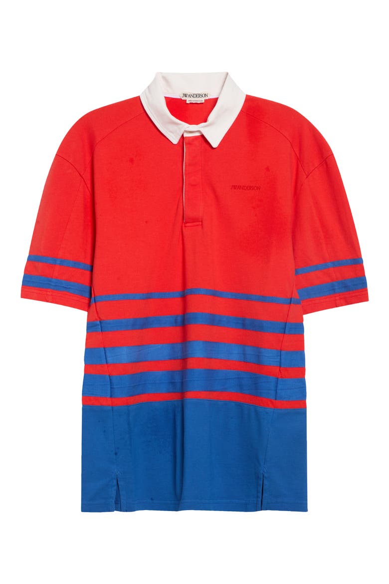 Stripe Short Sleeve Polo, Main, color, RED/ BLUE