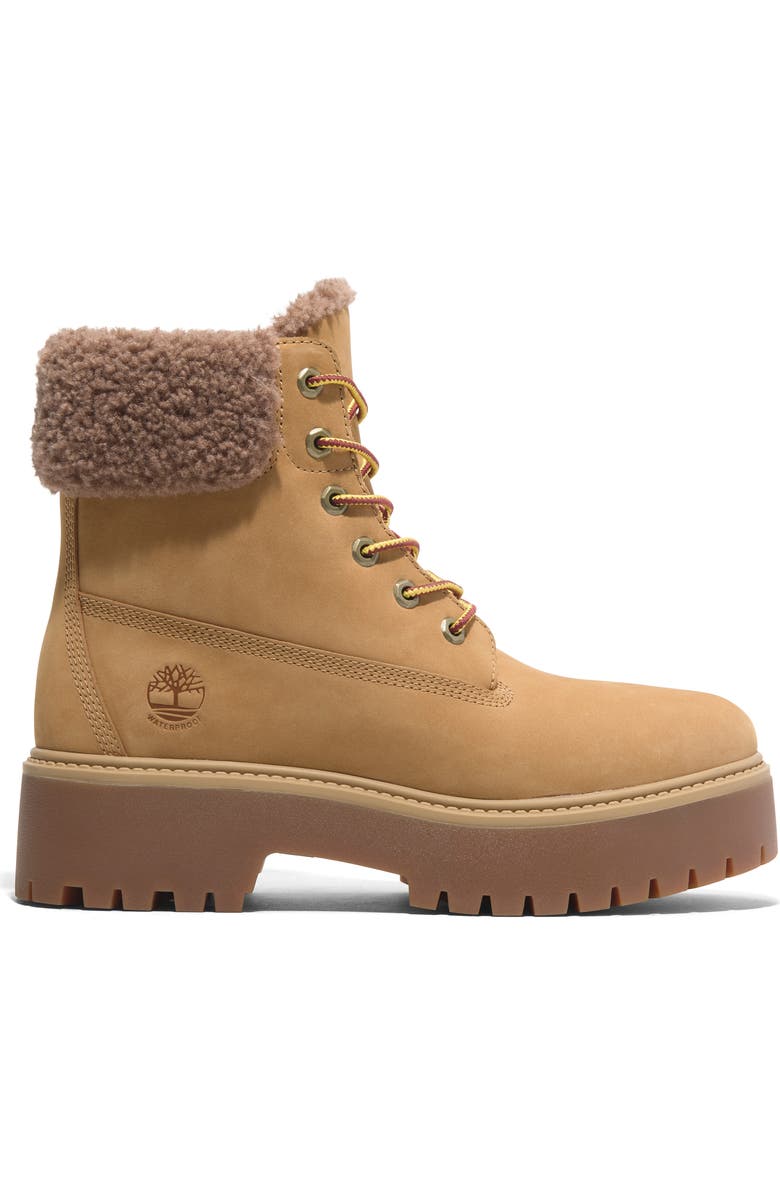 Timberland Stone Street Waterproof Faux Fur Lined Platform Boot, Alternate, color, Wheat Nubuck