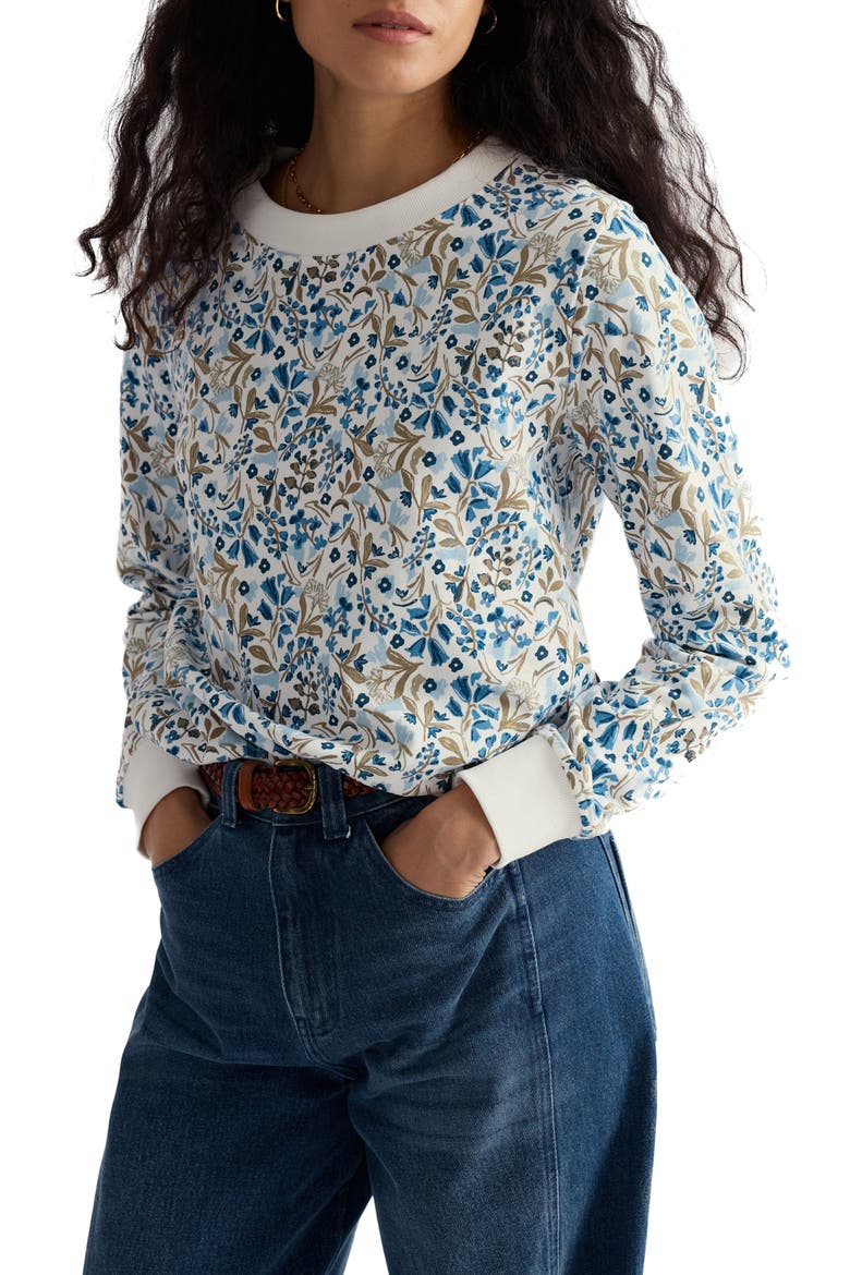 Bright Wave Organic Cotton Sweatshirt, Main, color, WOODLAND FLORAL CHALK