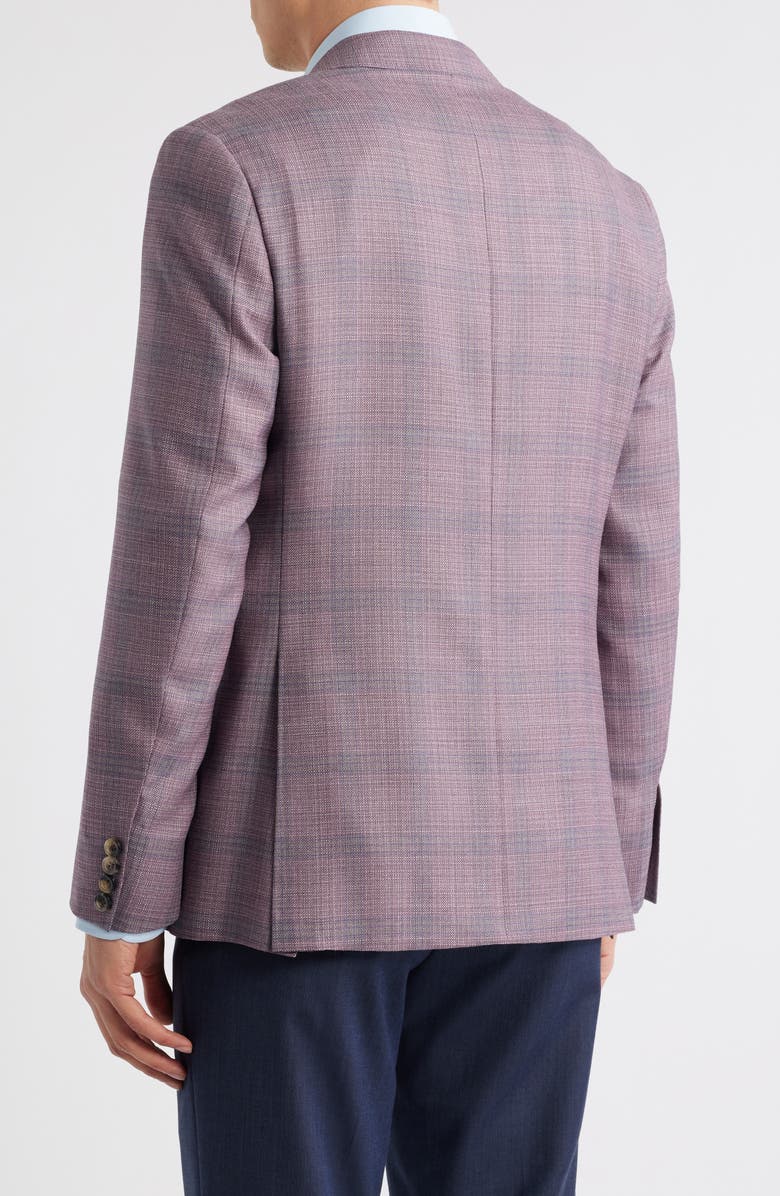 Canali Kei Trim Fit Plaid Wool Sport Coat, Alternate, color, Light Purple