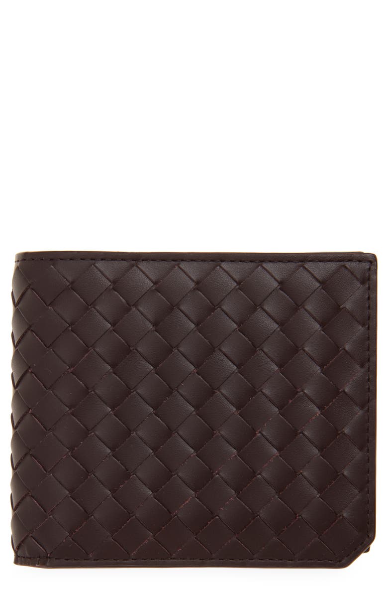 Bottega Veneta Intrecciato Leather Bifold Wallet, Main, color, Dark Barolo/ Silver