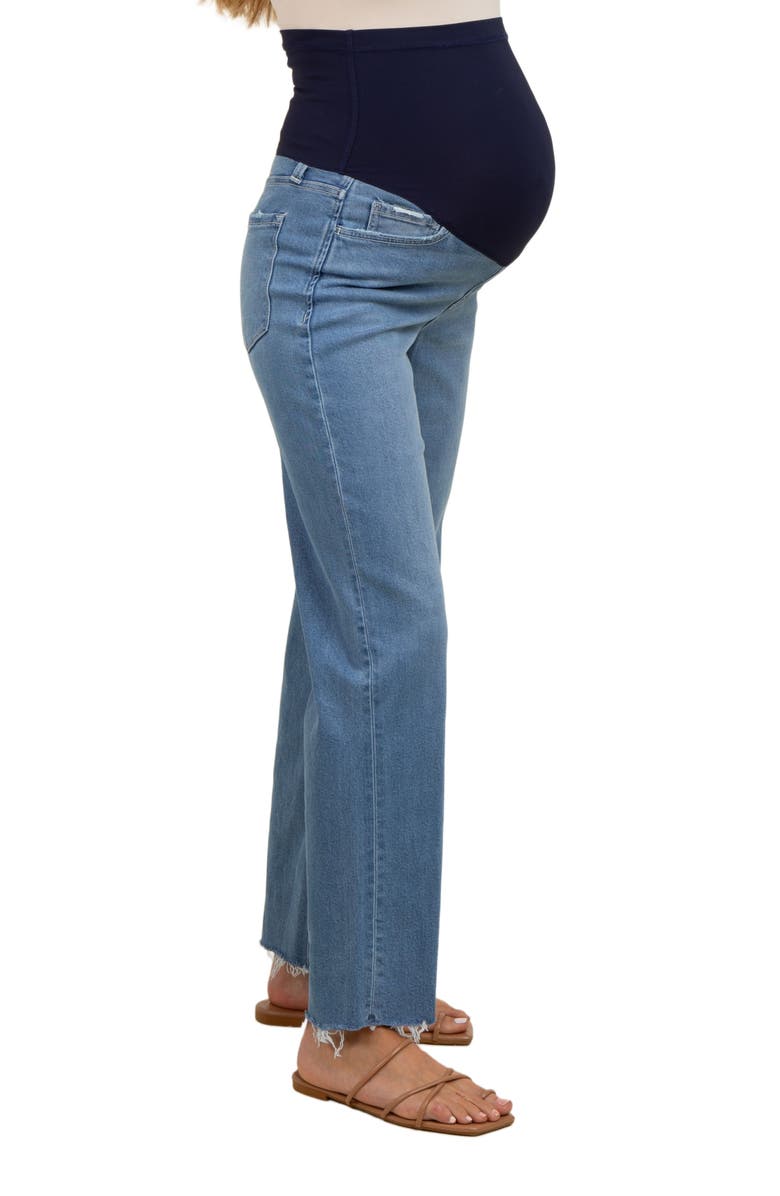 PinkBlush Raw Hem Ankle Slim Wide Leg Maternity Jeans, Alternate, color, Blue