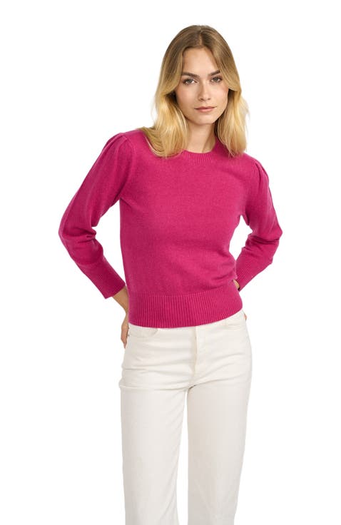 Puff Sleeve Cashmere Crewneck