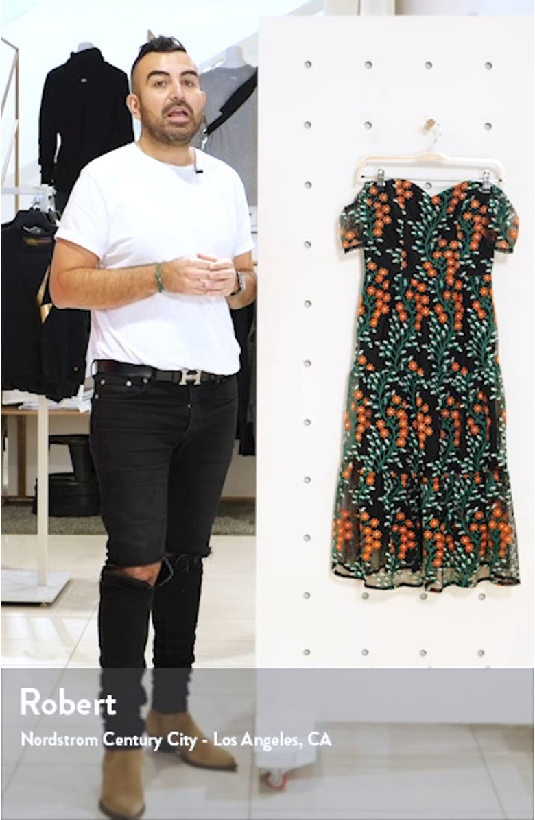 River Embroidered Off the Shoulder Midi Dress, sales video thumbnail
