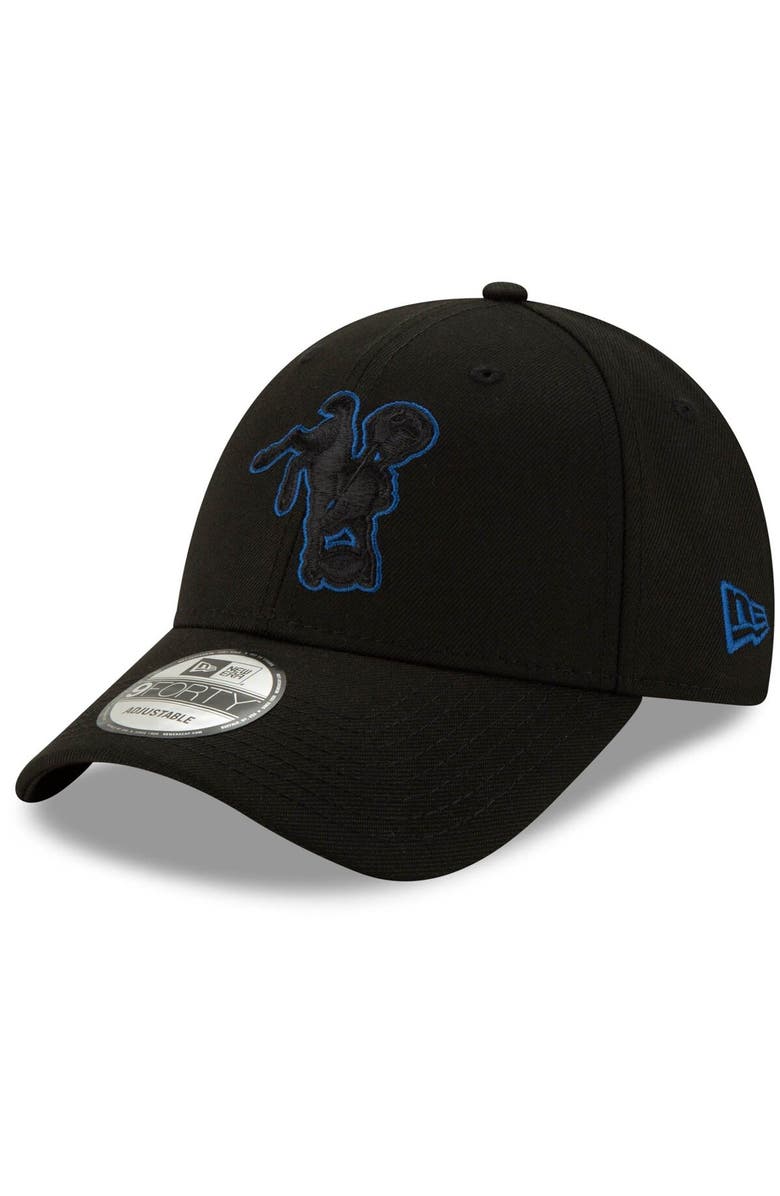 New Era Men's New Era Black Indianapolis Colts Throwback Logo Momentum 9FORTY Adjustable Snapback Hat, Main, color, 