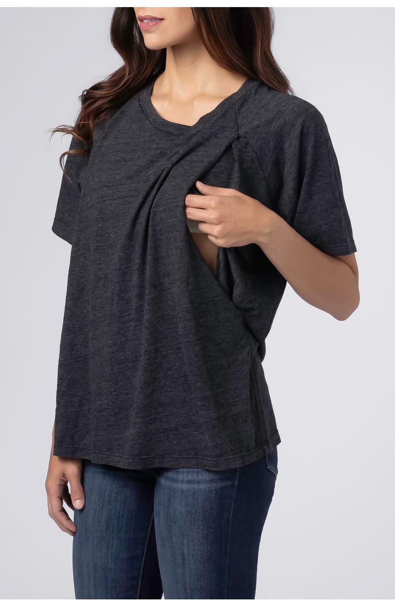 BUN Maternity Nursing Apparel Relax Nursing T Shirt Cotton Blend, Main, color, Black Charcoal